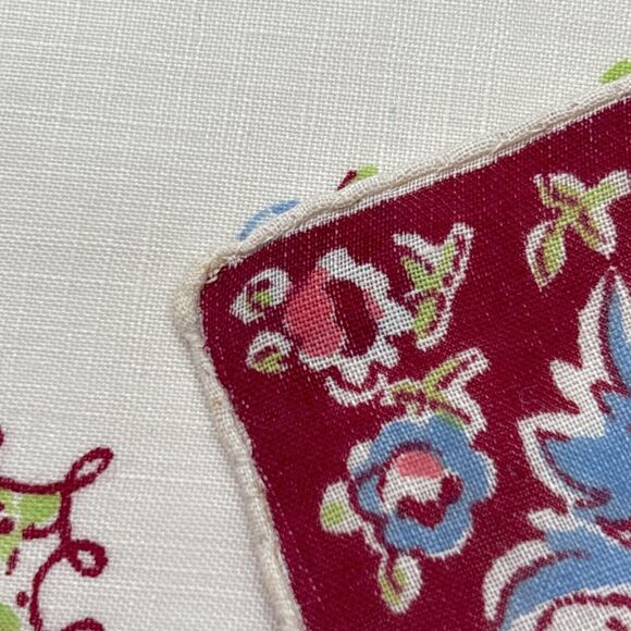 Linen Calico Bridesmaid Wedding Handkerchief Vintage Cottagecore Floral Dainty - Picture 3 of 5